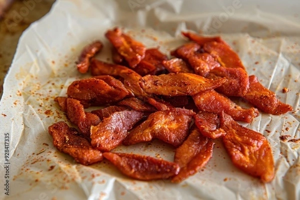 Obraz Hot chicken jerky on paper