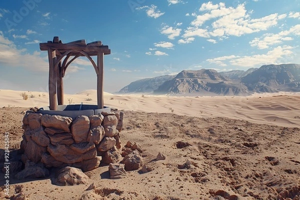 Obraz ai generative well in the desert