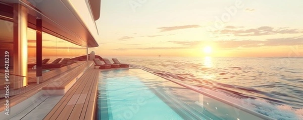 Fototapeta Enjoying a cruise on a luxurious ship, 4K hyperrealistic photo