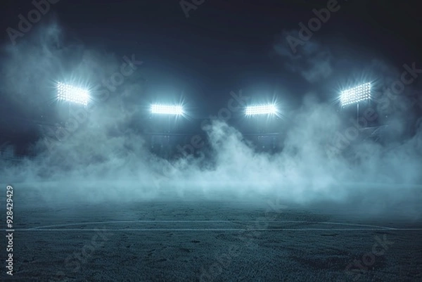 Fototapeta ai generative football field full of smoke at night