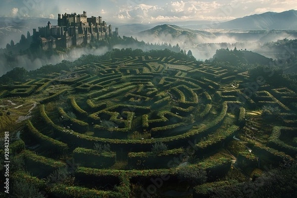Fototapeta ai generative the plant maze at the magic school