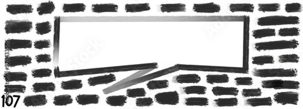 Obraz Grunge stripes mega set bundle collection. Black labels, frames, paint texture. Brush strokes mockups template. Background handmade design elements.