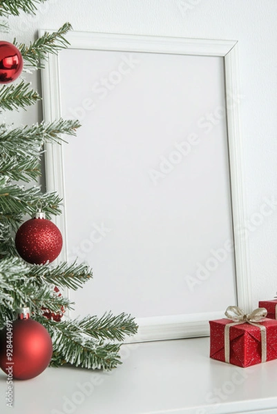 Obraz Marco en balnco con decoración de navidad