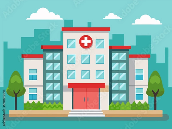 Fototapeta Hospital building illustration generated by ai