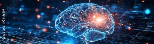 Fototapeta Brain development, evolving neural structures, bright growth patterns, vibrant gradient, futuristic educational technology