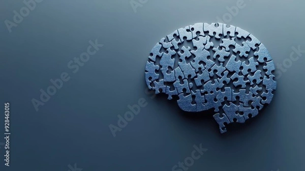 Fototapeta Abstract brain made of interlocking puzzle pieces, symbolizing critical thinking and problemsolving, Critical thinking, puzzle, brain, conceptual thought process