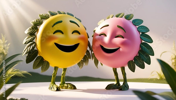 Obraz two smiling faces emoji