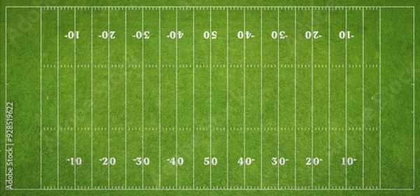 Obraz American football grass field, top view.