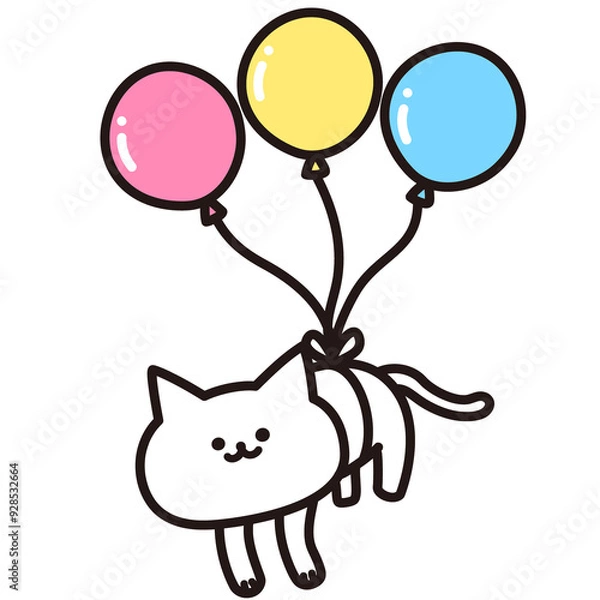 Fototapeta 加工ok　ねこ素材No.264 風船