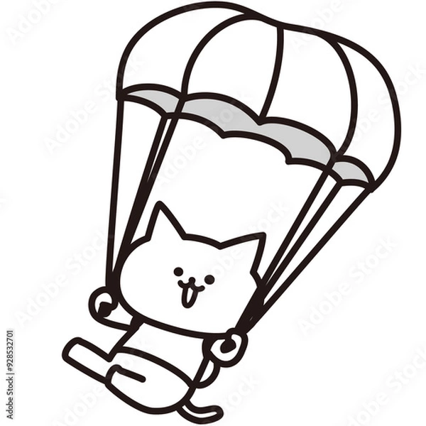 Fototapeta 加工ok　ねこ素材No.265 パラシュート
