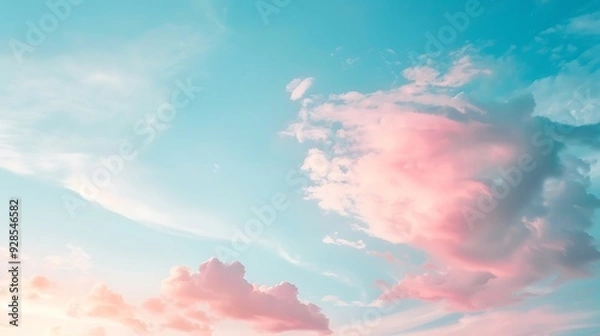 Fototapeta Abstract Watercolor Background with orange, cyan, pink and Peach Tones