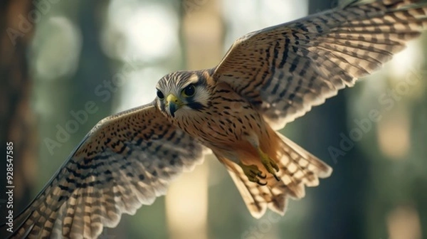 Fototapeta Close-Up of a Kestrel in Flight
