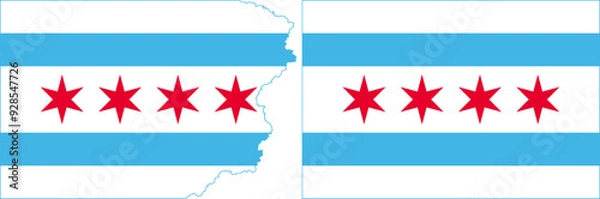 Obraz Chicago flags vector. Standard flag and with torn edges