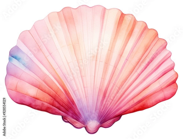 Fototapeta PNG Watercolor shell clam white background.