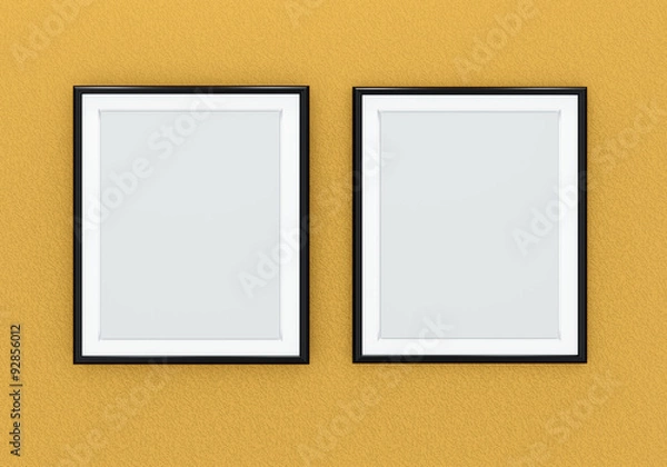 Obraz Two black picture frames over orange wall