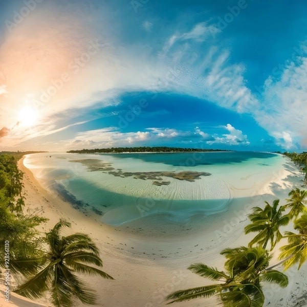Fototapeta beach with palm trees