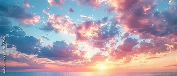 Fototapeta New Beginnings: Inspiring Morning Sky with First Light and Clouds