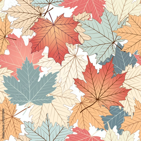 Fototapeta Maple leaf color seamless pattern background