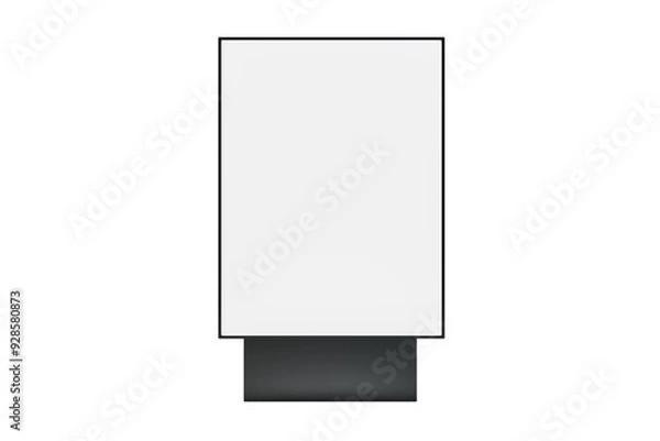 Fototapeta Blank vertical screen display mockup with black frame and base on a white background. Ideal for advertising and presentation purposes. 3D Rendering