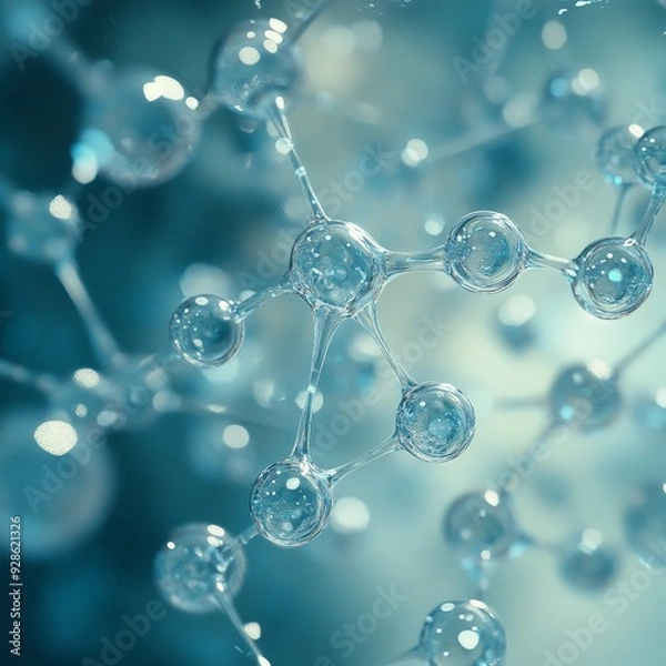 Fototapeta Abstract Molecular Science Background in Blue Tones