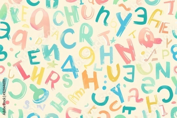 Fototapeta pattern background with all the alphabet letters, pastel colors