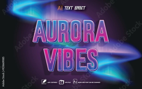 Fototapeta aurora vibes text effect