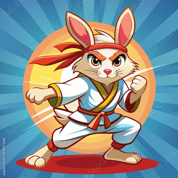 Obraz bunny cartoon karate illustration