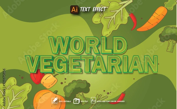 Obraz world vegetarian text effect