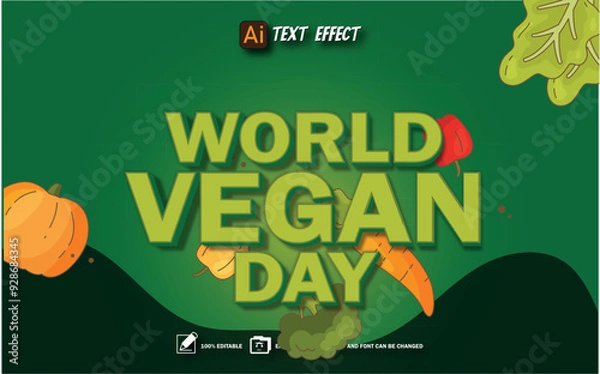 Obraz world vegetarian day text effect