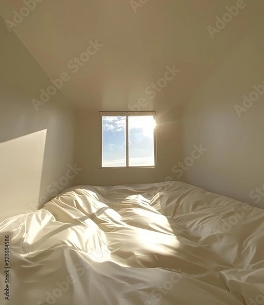 Fototapeta Sunlight Streaming Through Window In Bedroom