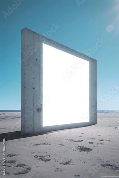 Fototapeta White Wall in Desert with Light