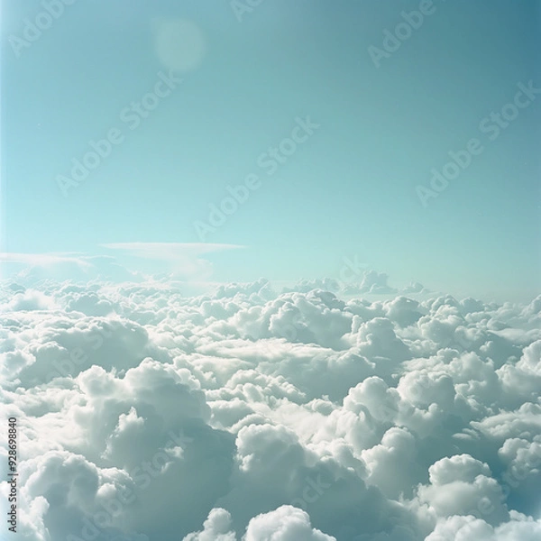 Obraz view from airplane window clouds above the sky