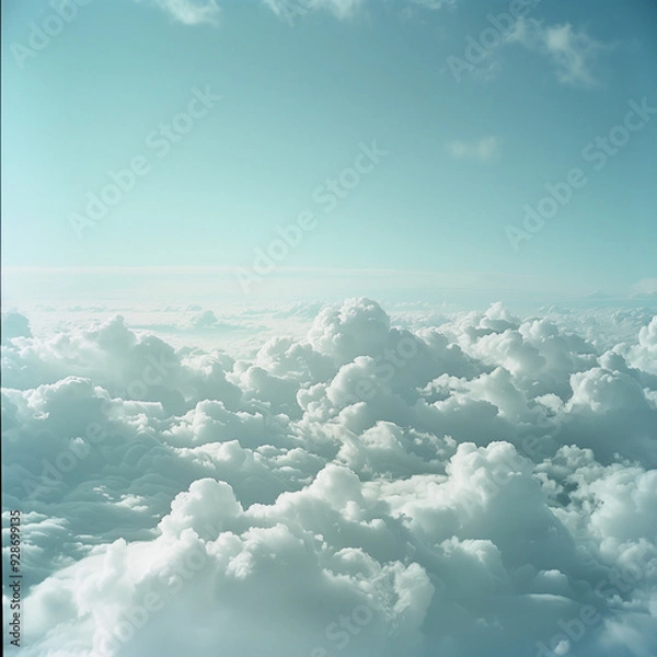 Obraz view from airplane window clouds above the sky