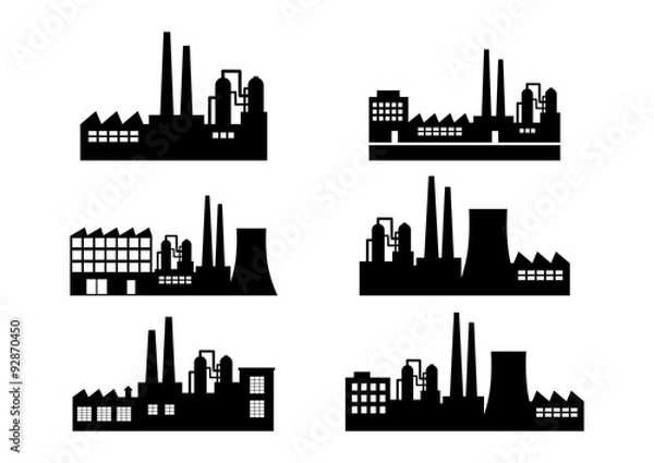 Obraz Black factory icons on white background