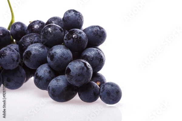 Obraz Fresh grape cluster on white with water drops