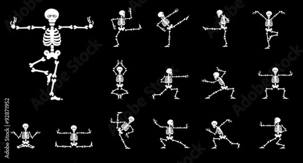 Fototapeta Set vector design elements: funny skeletons - kung fu