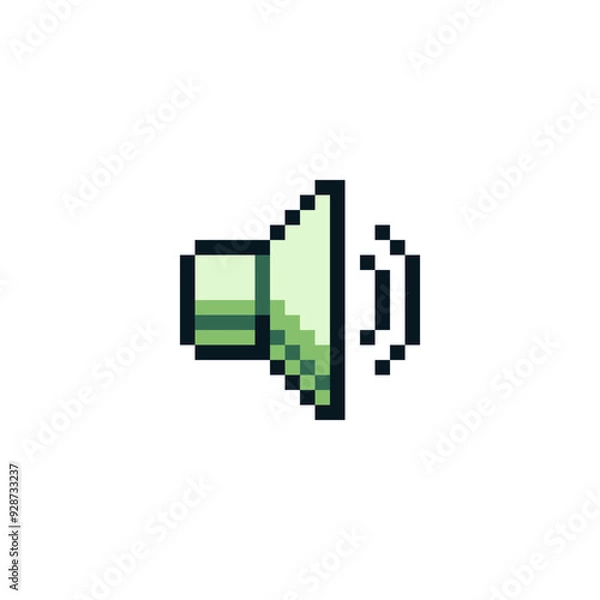 Fototapeta Audio speaker volume. Sound button retro vintage 80s pixel art style icon element design for logo mobile app, web, sticker. Isolated abstract vector illustration. 8-bit sprite. 