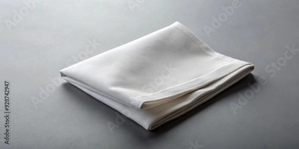 Fototapeta Folded White Napkin on Grey Surface, Texture, Linen, Fabric, Napkin