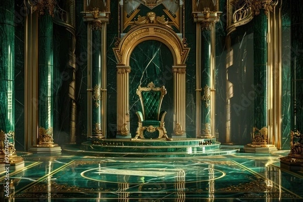 Obraz Emerald Green Throne Room with Golden Accents