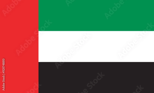 Obraz The national flag of the United Arab Emirates, UAE, Dubai, and Abu Dhabi official colors flag background, vector illustration
