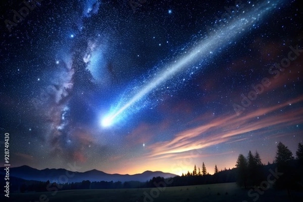 Obraz A comet falling in the dark sky