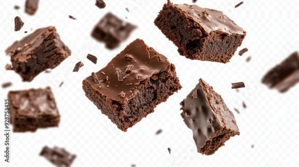 Fototapeta Fudge Brownies in Flight