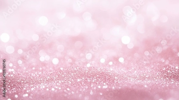 Fototapeta A soft pink glitter background with shimmering bokeh effects.
