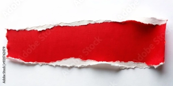 Obraz Torn Red Paper on White Background, torn , ripped , texture , background