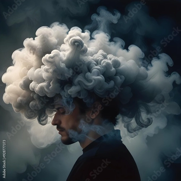 Obraz Fog brain, adhd, autism, the state of confusion and lack of mind clarity when mental health is impaired