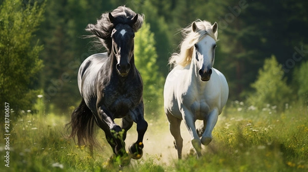 Obraz horse in the field,generate AI