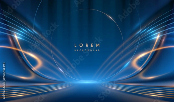 Fototapeta Blue and gold light background