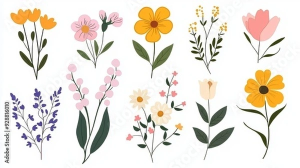 Obraz A collection of flowers in various colors and sizes