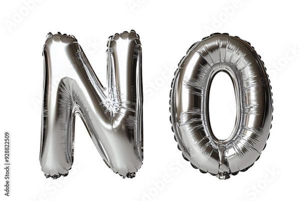 Fototapeta Word YES and NO of Gold foil balloons forming on plain white Transparent background OPEN and Invitation Concept