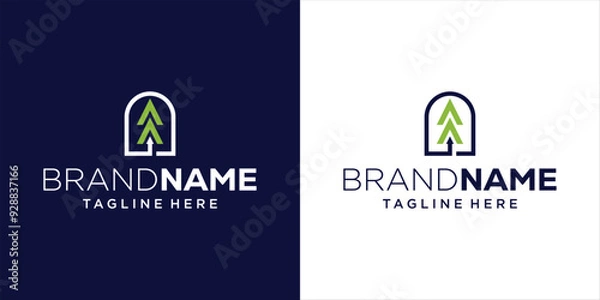 Obraz Creative Pine Tree Arrow Logo Design, Design Inspiration, Illustration, Vector